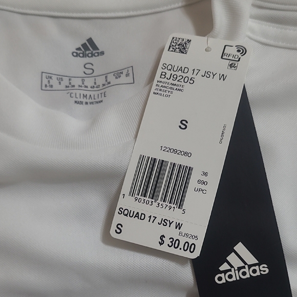 Adidas Small White Jersey Crisp Clean Design NWT - Picture 4 of 4